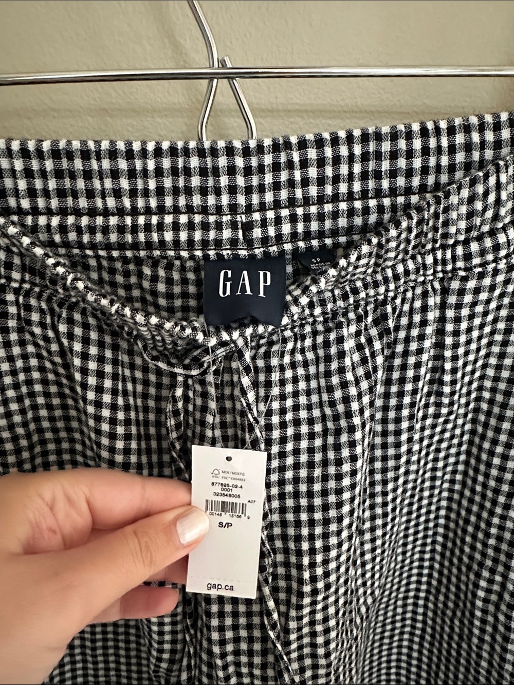 Black & White Check Drawstring Pants - Picture 2 of 3